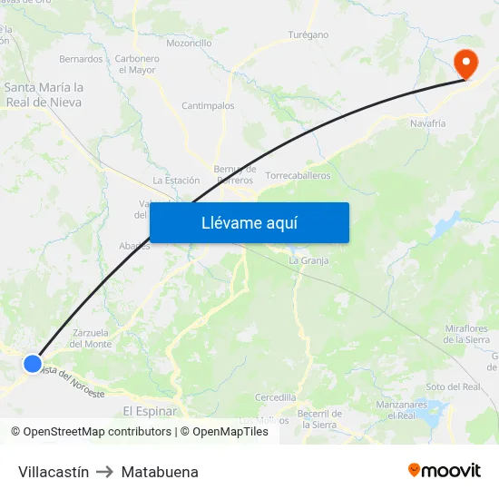 Villacastín to Matabuena map
