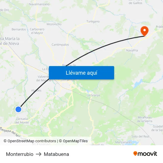 Monterrubio to Matabuena map