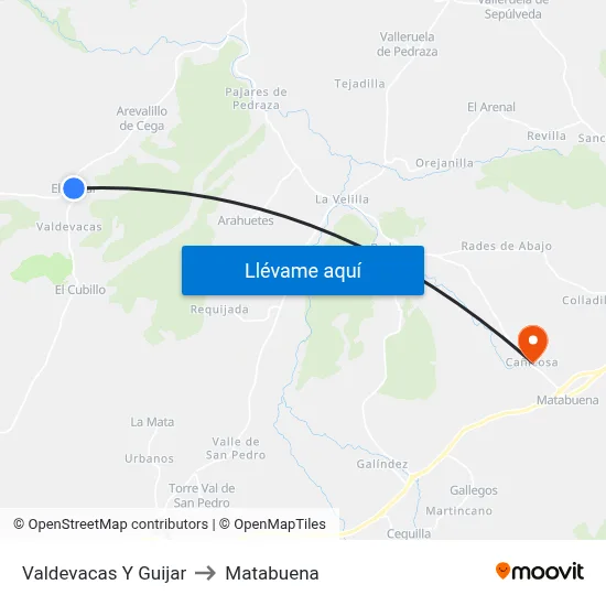 Valdevacas Y Guijar to Matabuena map