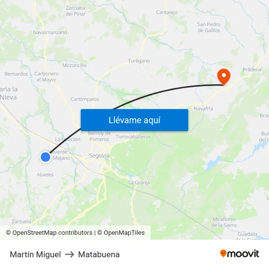 Martín Miguel to Matabuena map