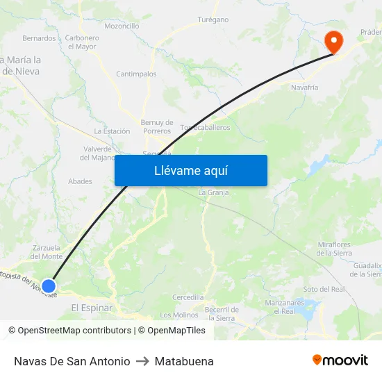 Navas De San Antonio to Matabuena map