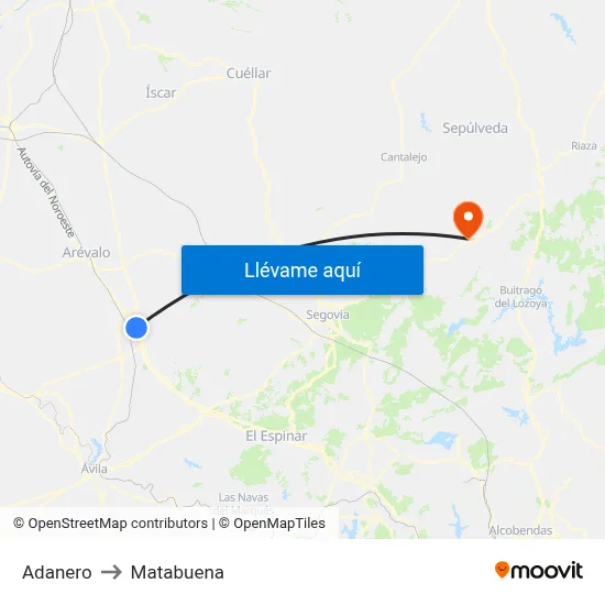 Adanero to Matabuena map