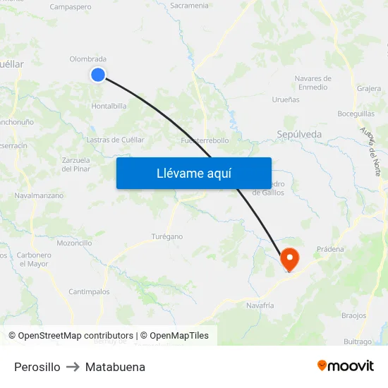 Perosillo to Matabuena map