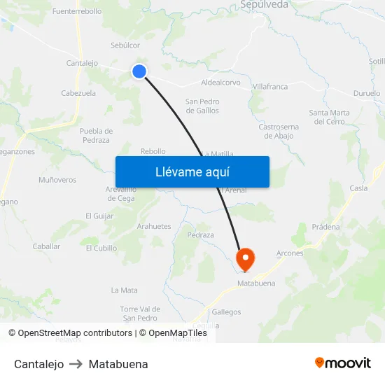 Cantalejo to Matabuena map