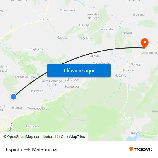 Espirdo to Matabuena map