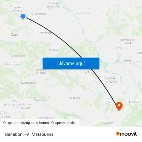 Bahabón to Matabuena map