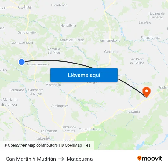 San Martín Y Mudrián to Matabuena map