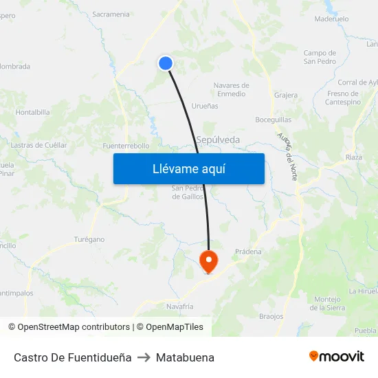 Castro De Fuentidueña to Matabuena map