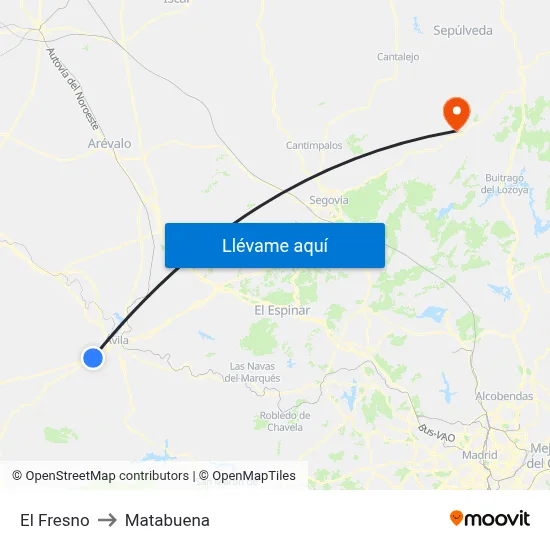 El Fresno to Matabuena map
