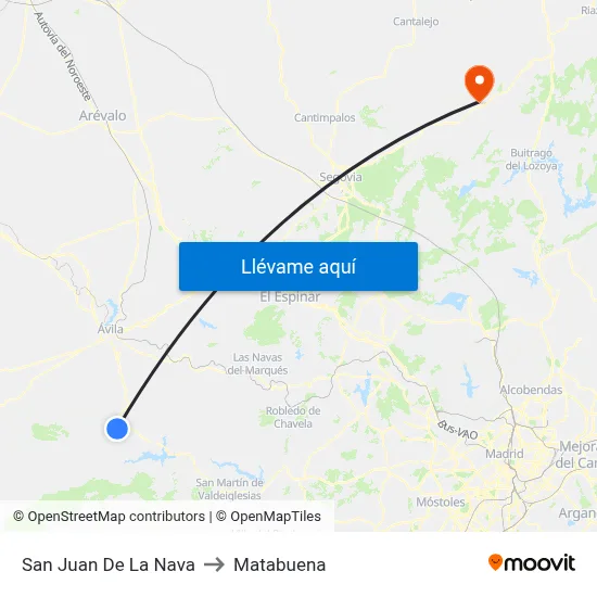 San Juan De La Nava to Matabuena map