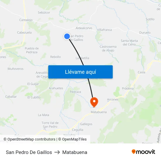 San Pedro De Gaíllos to Matabuena map