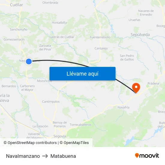 Navalmanzano to Matabuena map