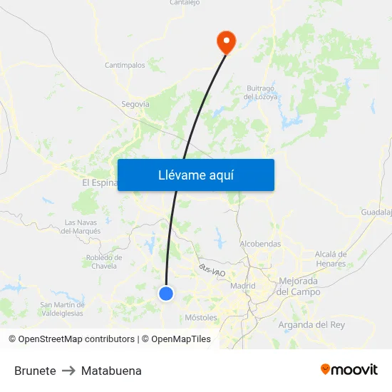 Brunete to Matabuena map