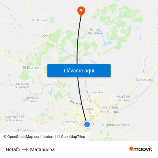 Getafe to Matabuena map