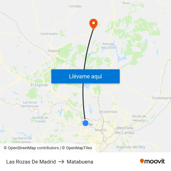 Las Rozas De Madrid to Matabuena map