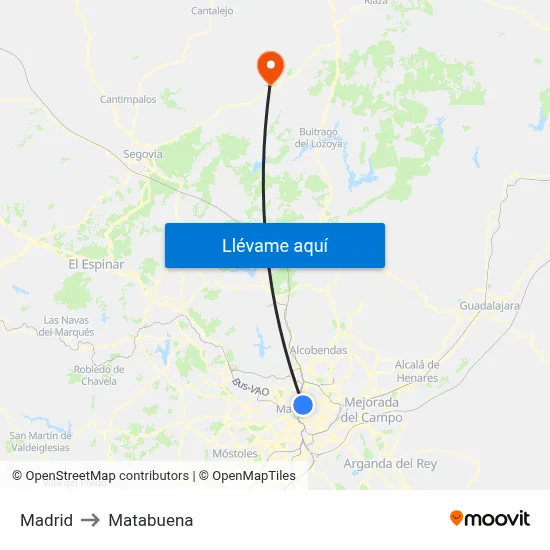 Madrid to Matabuena map