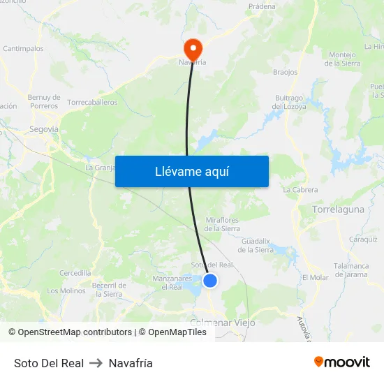 Soto Del Real to Navafría map