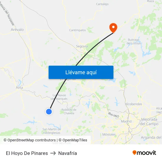 El Hoyo De Pinares to Navafría map