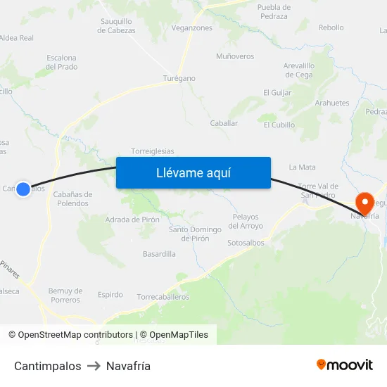 Cantimpalos to Navafría map