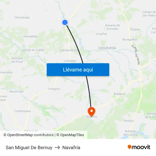 San Miguel De Bernuy to Navafría map