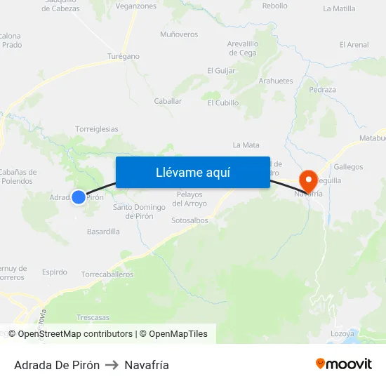 Adrada De Pirón to Navafría map