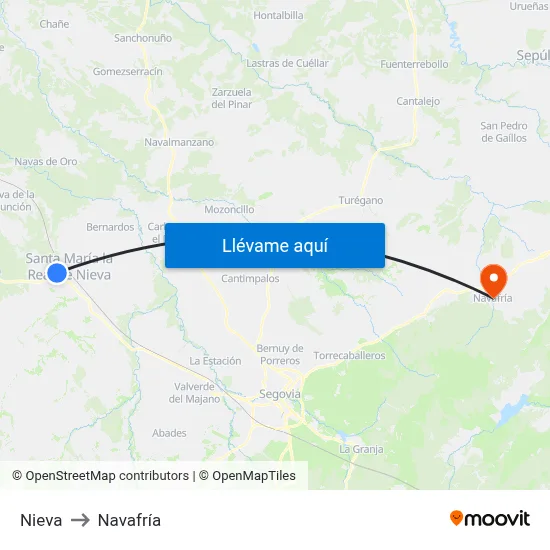 Nieva to Navafría map