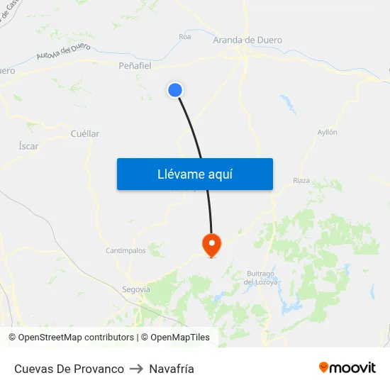 Cuevas De Provanco to Navafría map