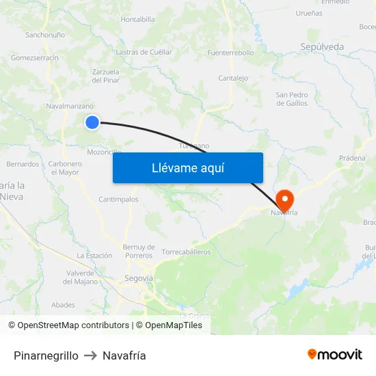 Pinarnegrillo to Navafría map