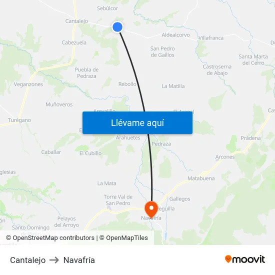 Cantalejo to Navafría map