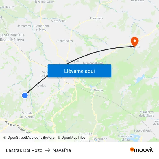 Lastras Del Pozo to Navafría map