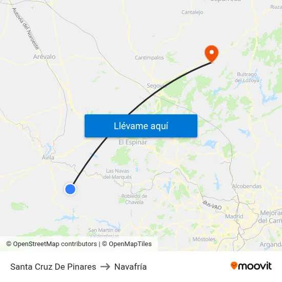 Santa Cruz De Pinares to Navafría map
