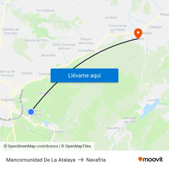 Mancomunidad De La Atalaya to Navafría map