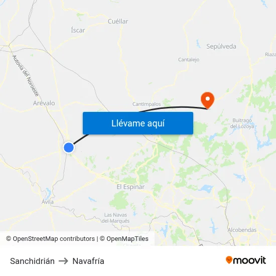 Sanchidrián to Navafría map