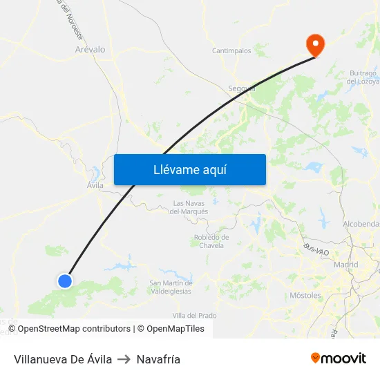 Villanueva De Ávila to Navafría map