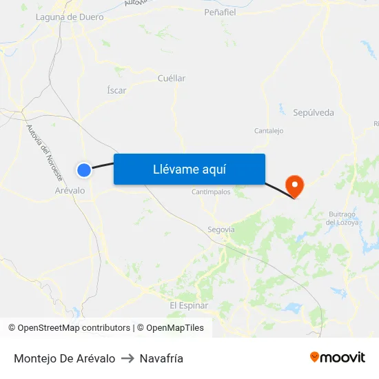 Montejo De Arévalo to Navafría map