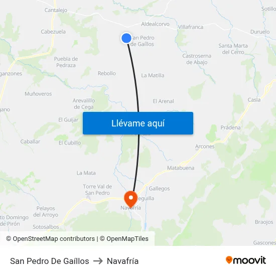 San Pedro De Gaíllos to Navafría map