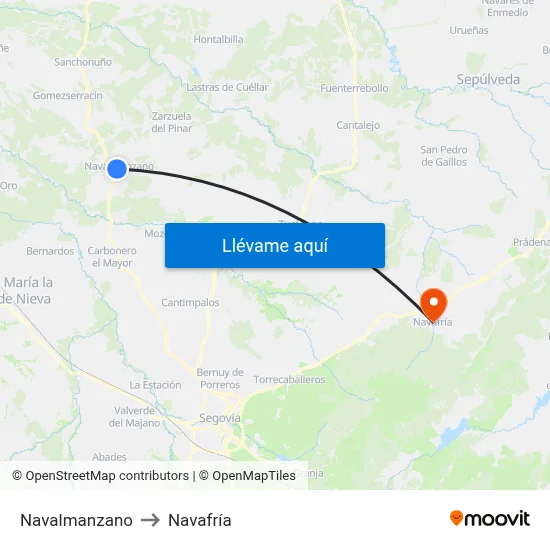 Navalmanzano to Navafría map