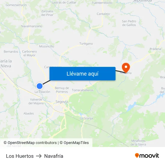 Los Huertos to Navafría map