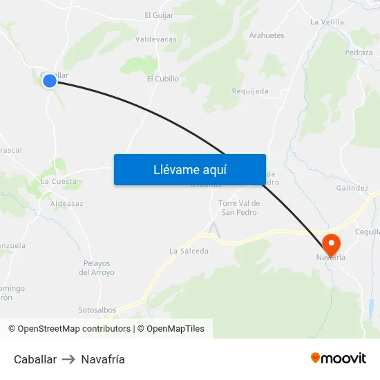 Caballar to Navafría map