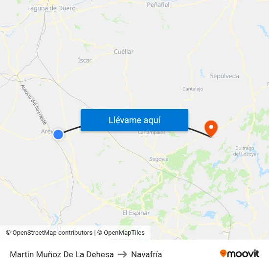 Martín Muñoz De La Dehesa to Navafría map