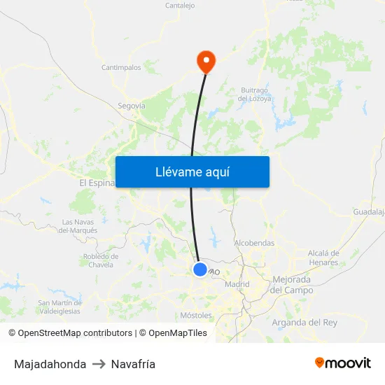 Majadahonda to Navafría map