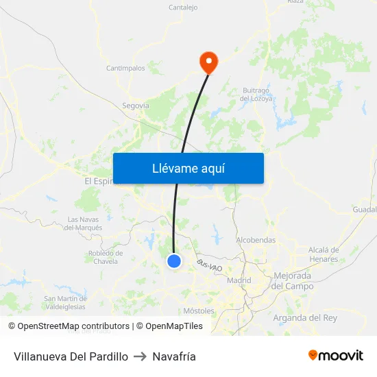 Villanueva Del Pardillo to Navafría map