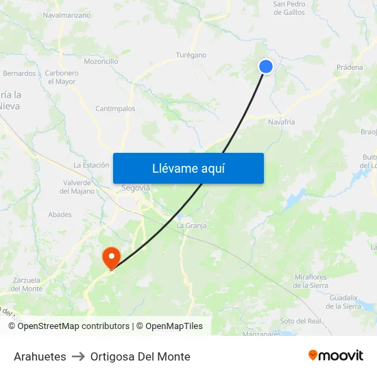 Arahuetes to Ortigosa Del Monte map