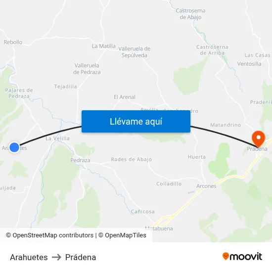 Arahuetes to Prádena map