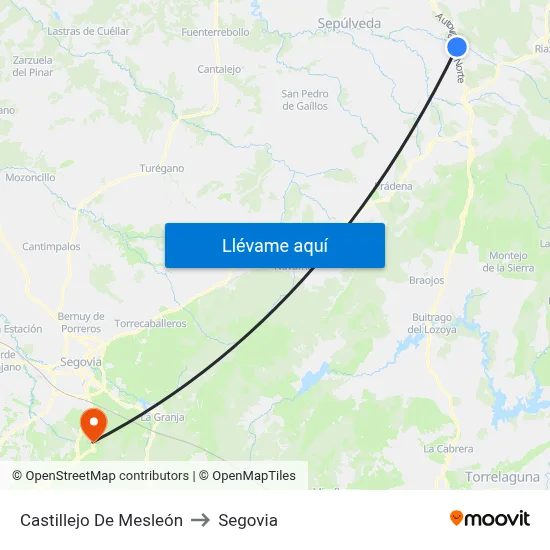 Castillejo De Mesleón to Segovia map