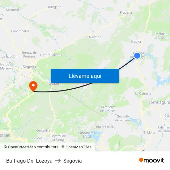 Buitrago Del Lozoya to Segovia map