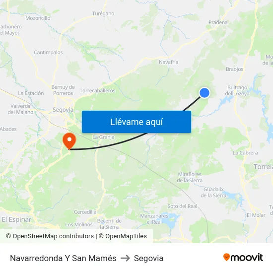 Navarredonda Y San Mamés to Segovia map