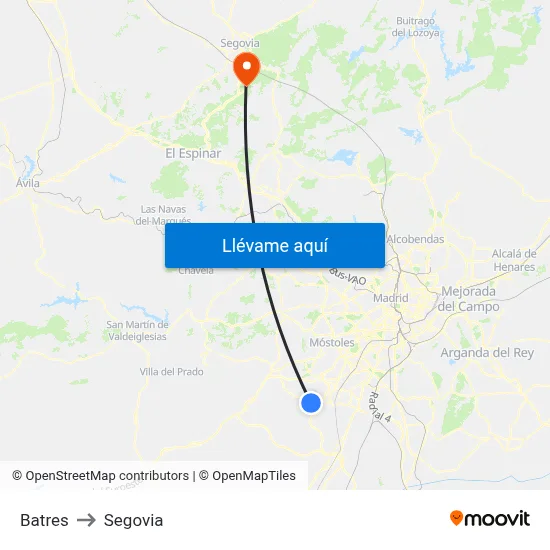 Batres to Segovia map