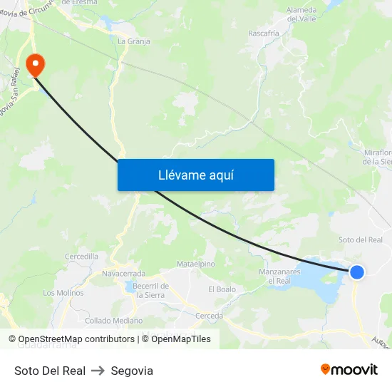 Soto Del Real to Segovia map