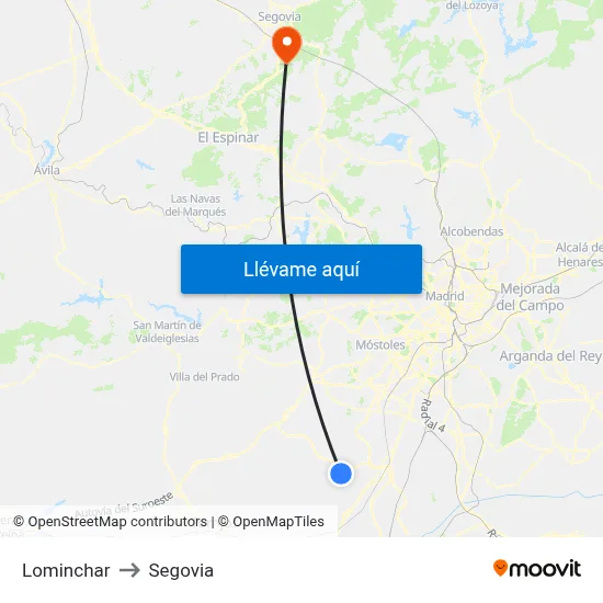 Lominchar to Segovia map